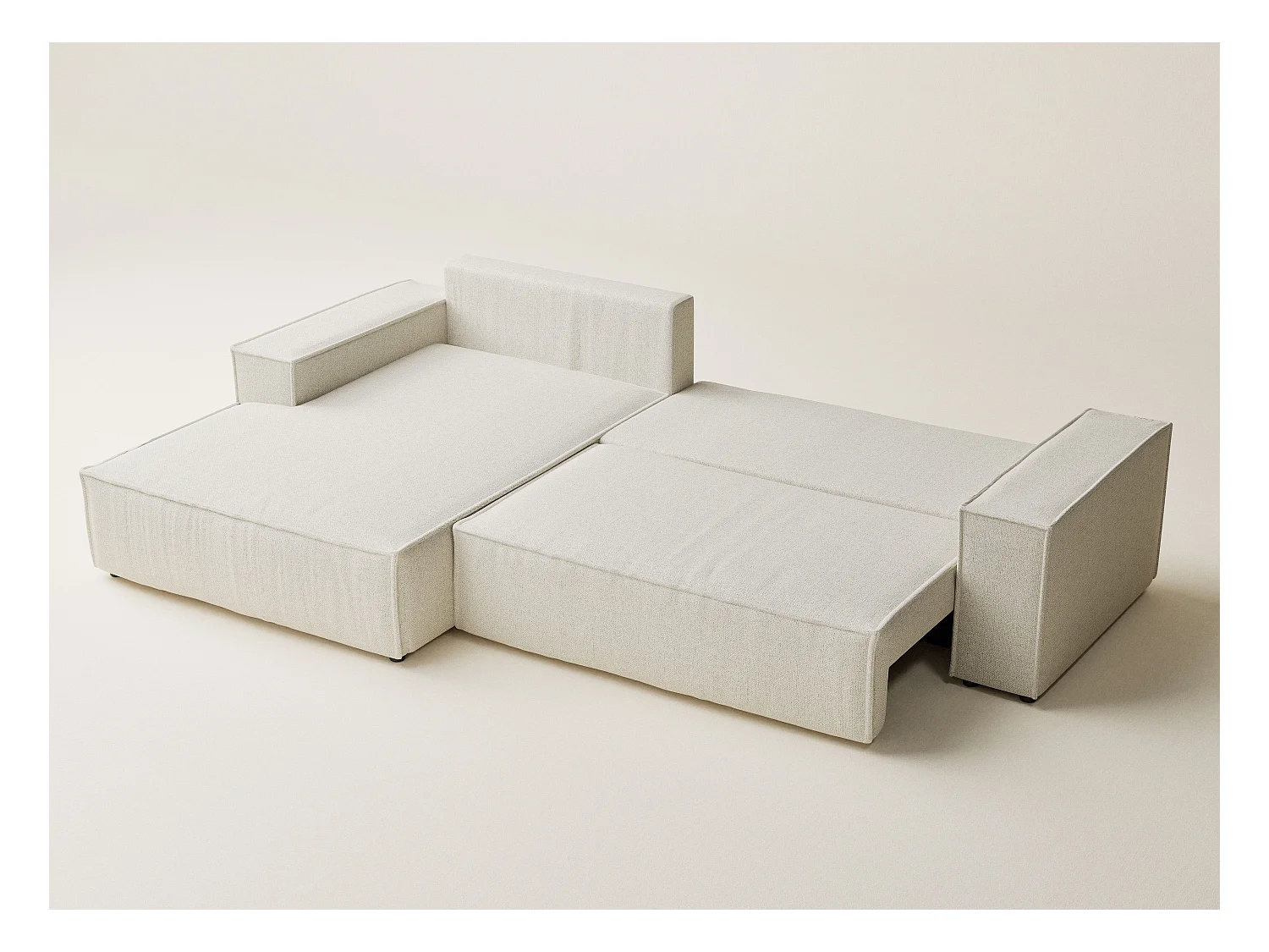 Canapé d'angle convertible Maze im tissu tresse - 5 places - creme