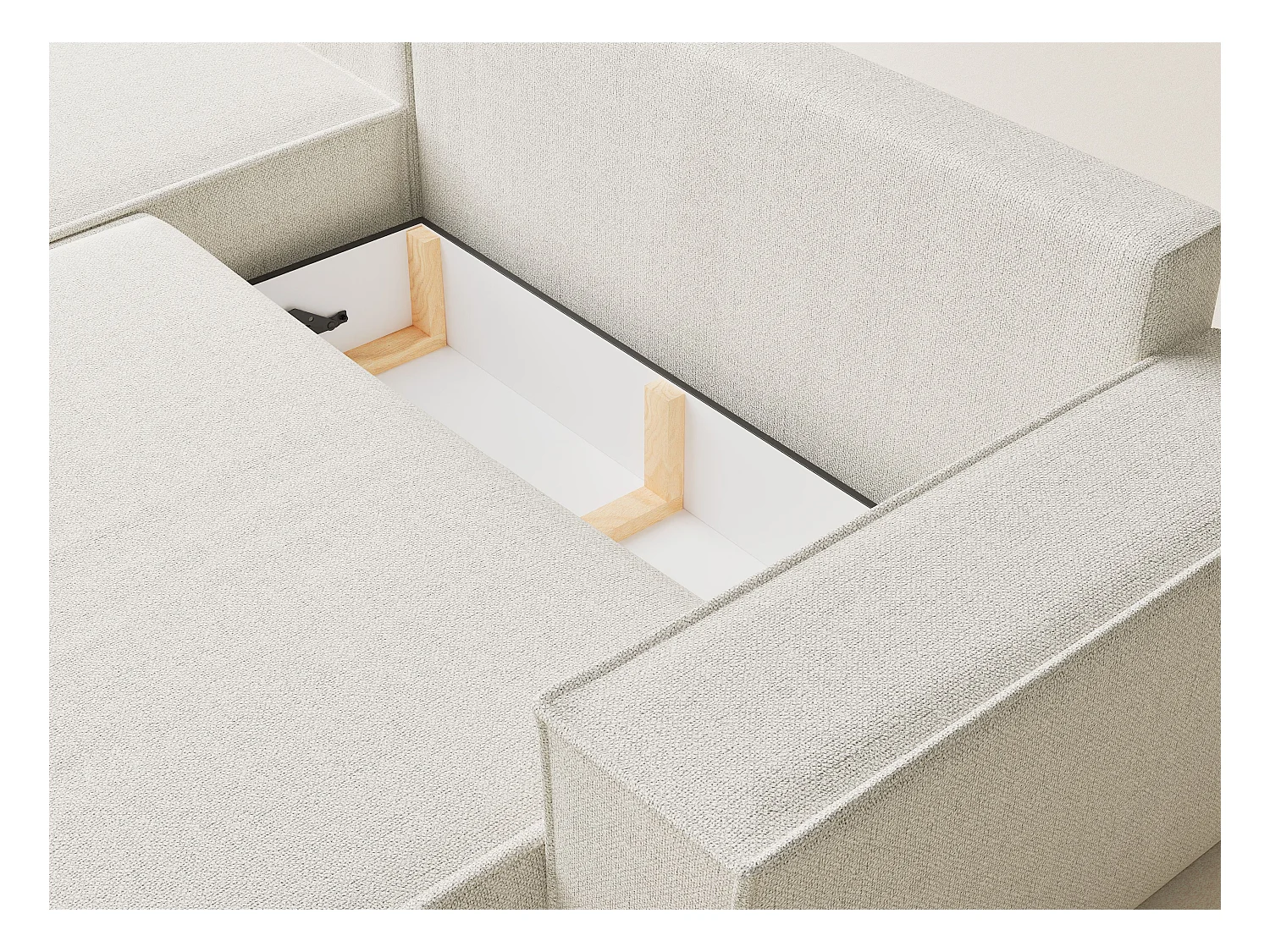 Canapé d'angle convertible Maze im tissu tresse - 5 places - creme