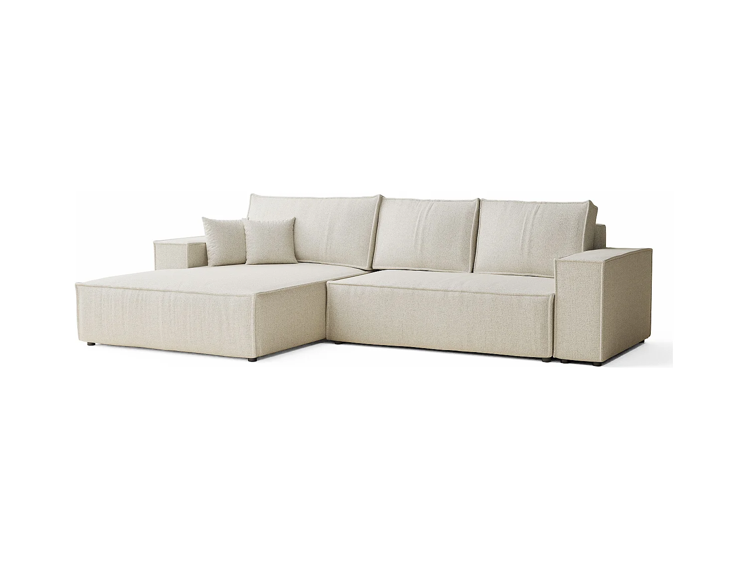 Canapé d'angle convertible Maze im tissu tresse - 5 places - creme