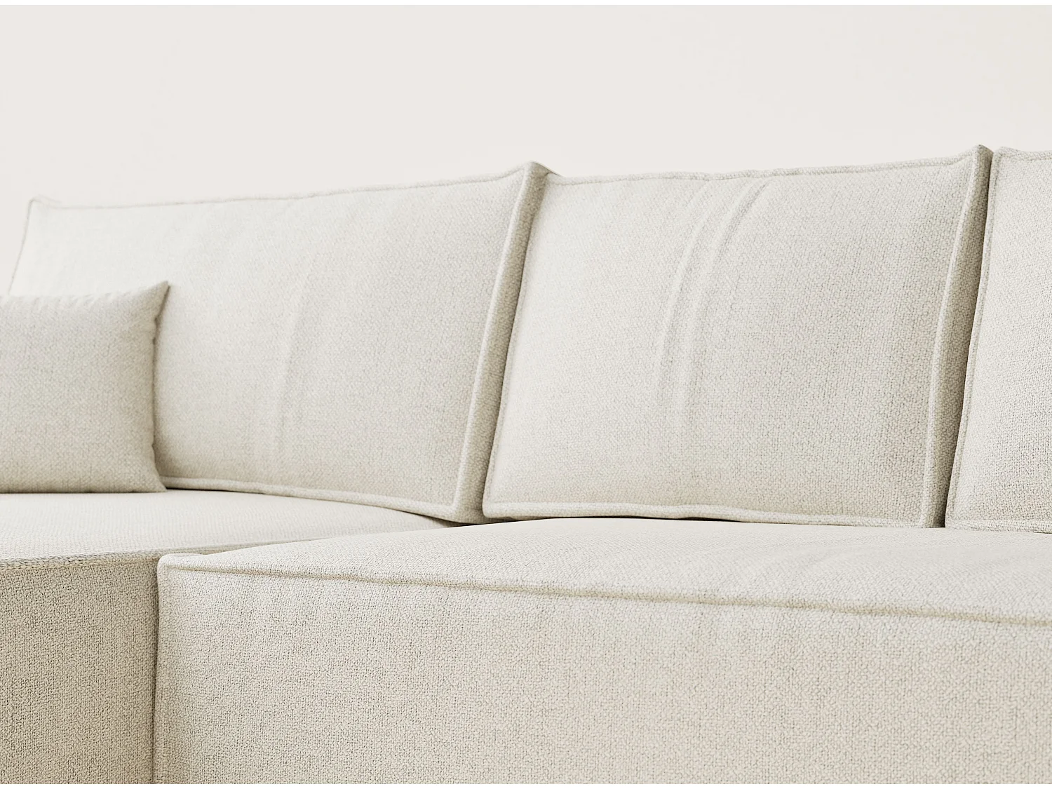 Canapé d'angle convertible Maze im tissu tresse - 5 places - creme