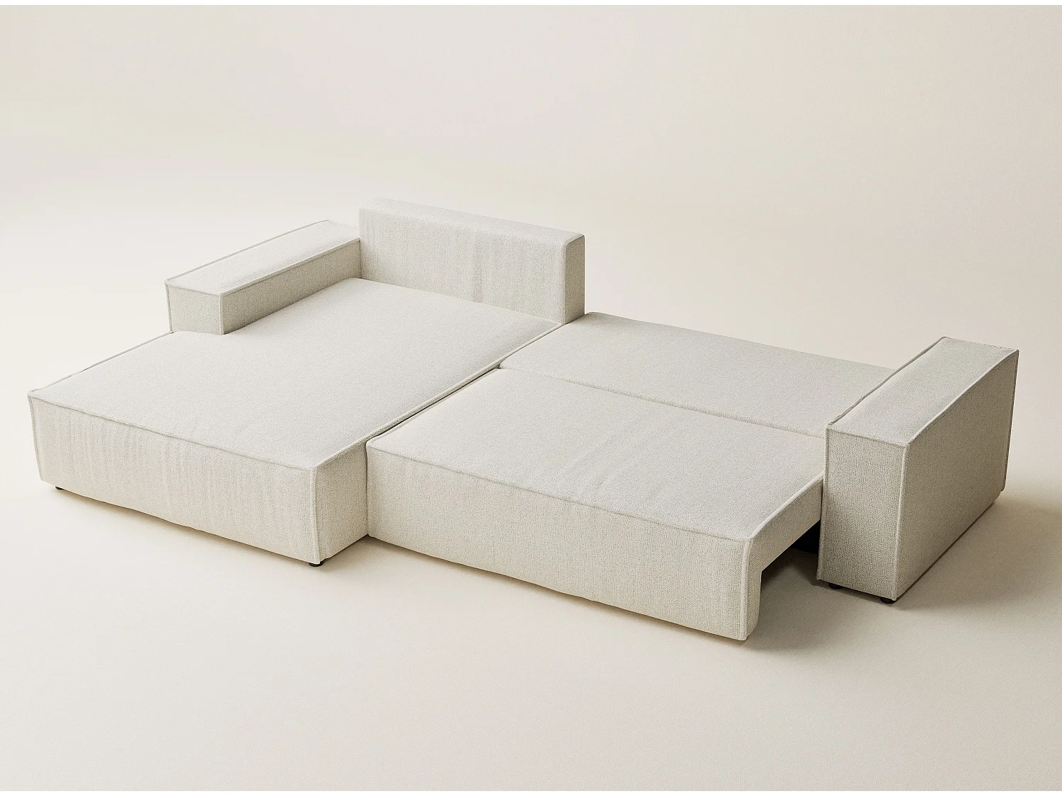 Canapé d'angle convertible Maze im tissu tresse - 5 places - creme