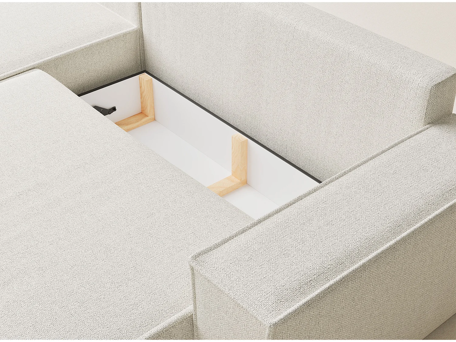 Canapé d'angle convertible Maze im tissu tresse - 5 places - creme