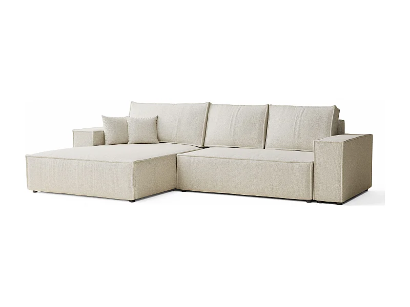 Ecksofa mit Schlaffunktion Maze aus Webstoff - Fünf-Personen - creme