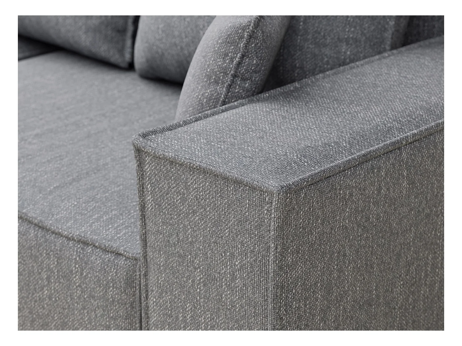 Canapé d'angle convertible Moyo im tissu tresse - 3 places - gris