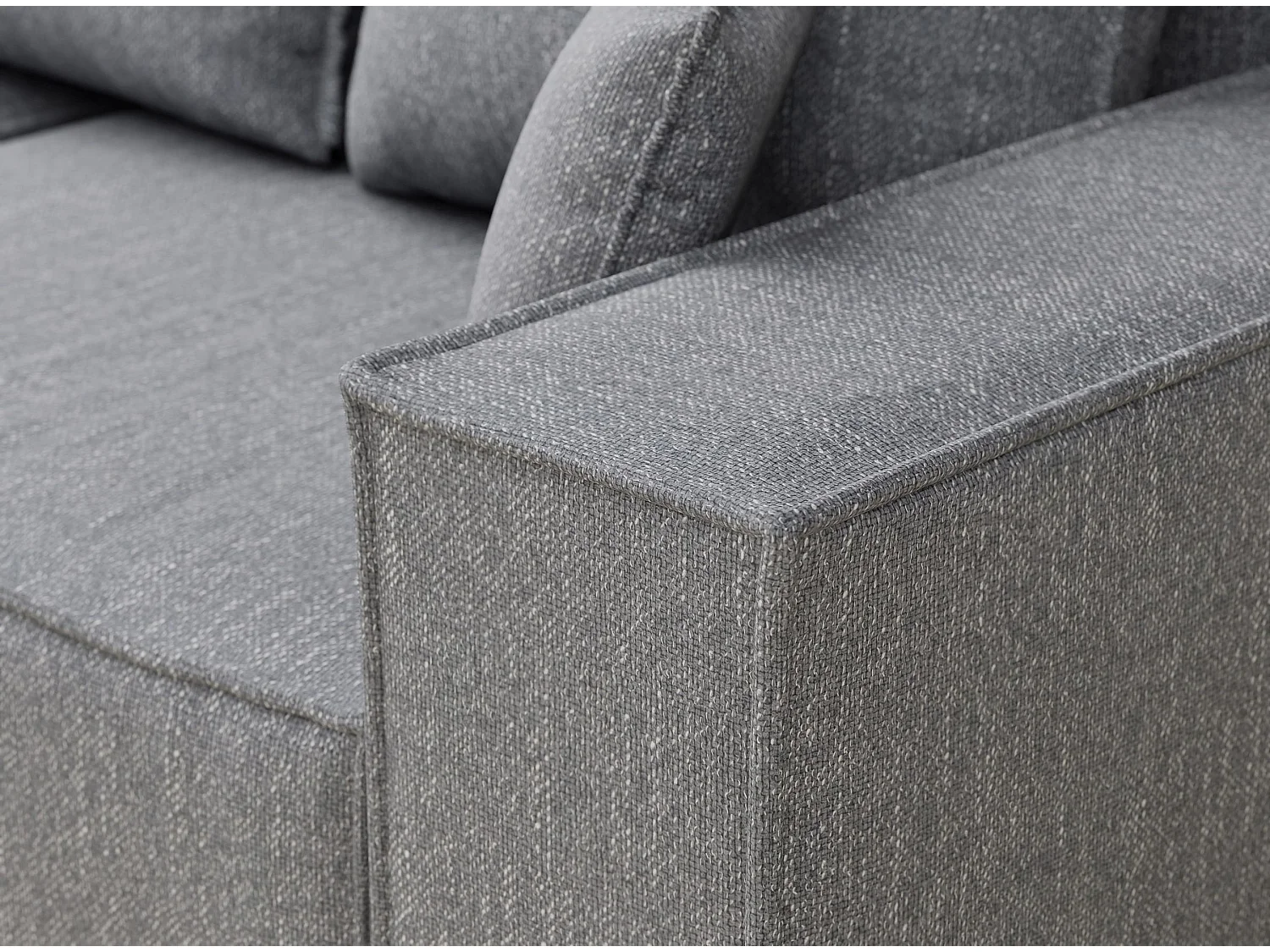 Canapé d'angle convertible Moyo im tissu tresse - 3 places - gris