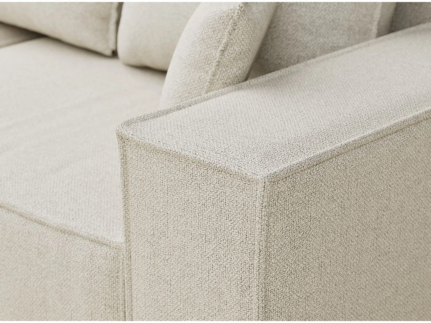 Canapé d'angle convertible Moyo im tissu tresse - 3 places - creme