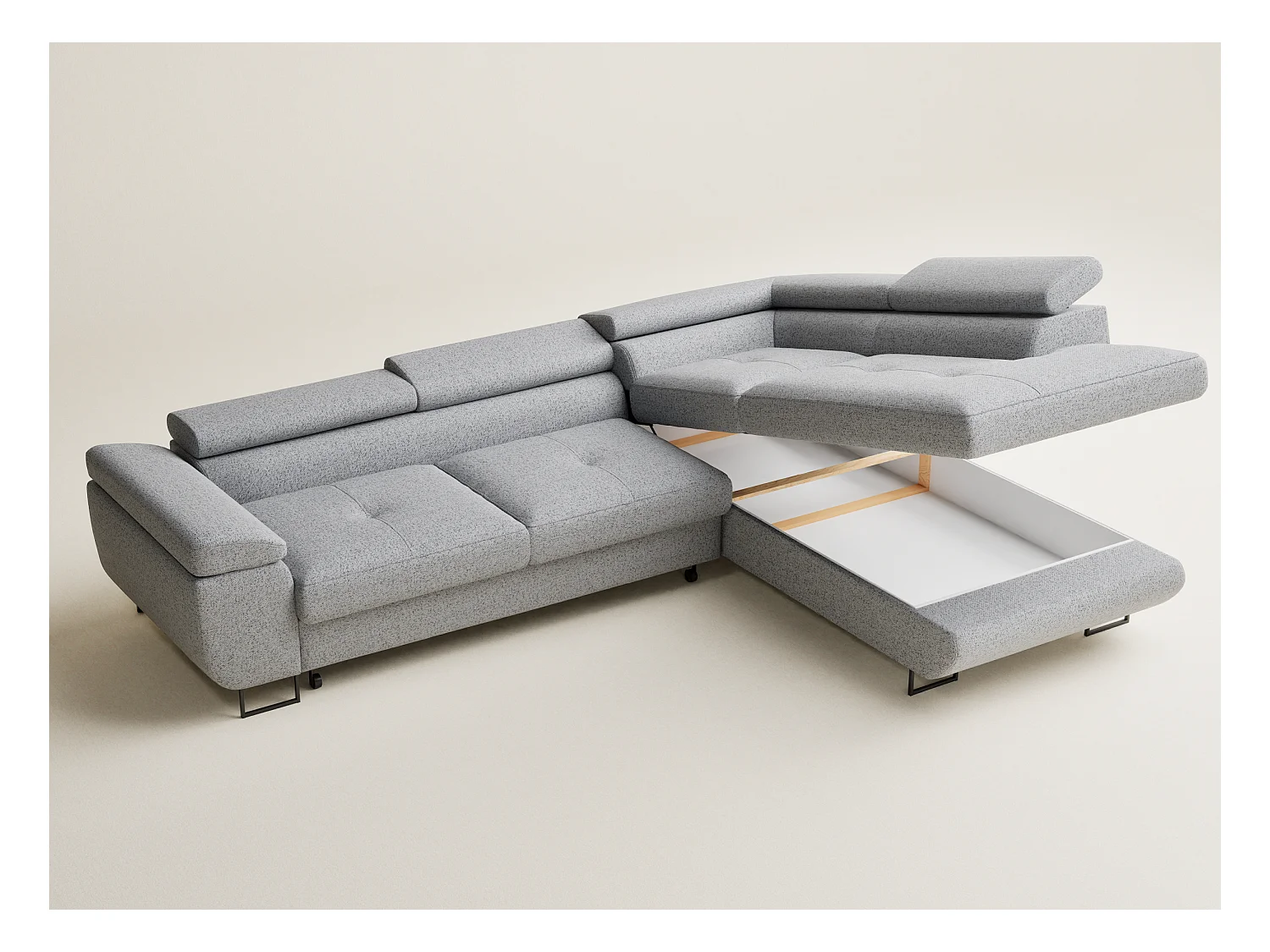 Ecksofa mit Schlaffunktion Concord aus Webstoff - Vier-Personen - hellgrau