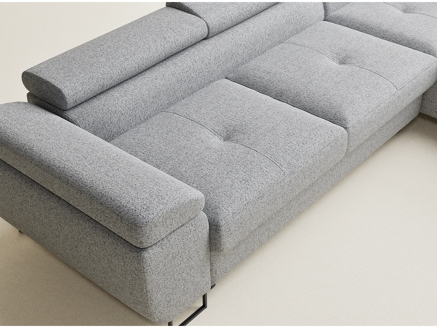 Canapé d'angle convertible Concord im tissu tresse - 5 places - gris clair