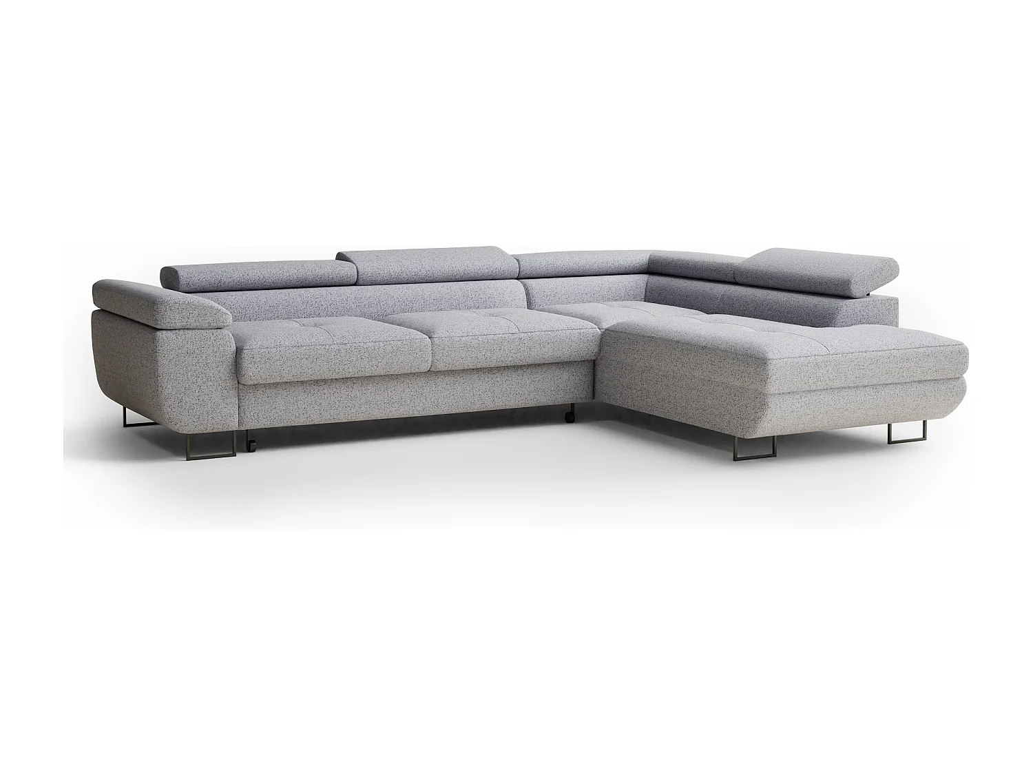 Canapé d'angle convertible Concord im tissu tresse - 5 places - gris clair