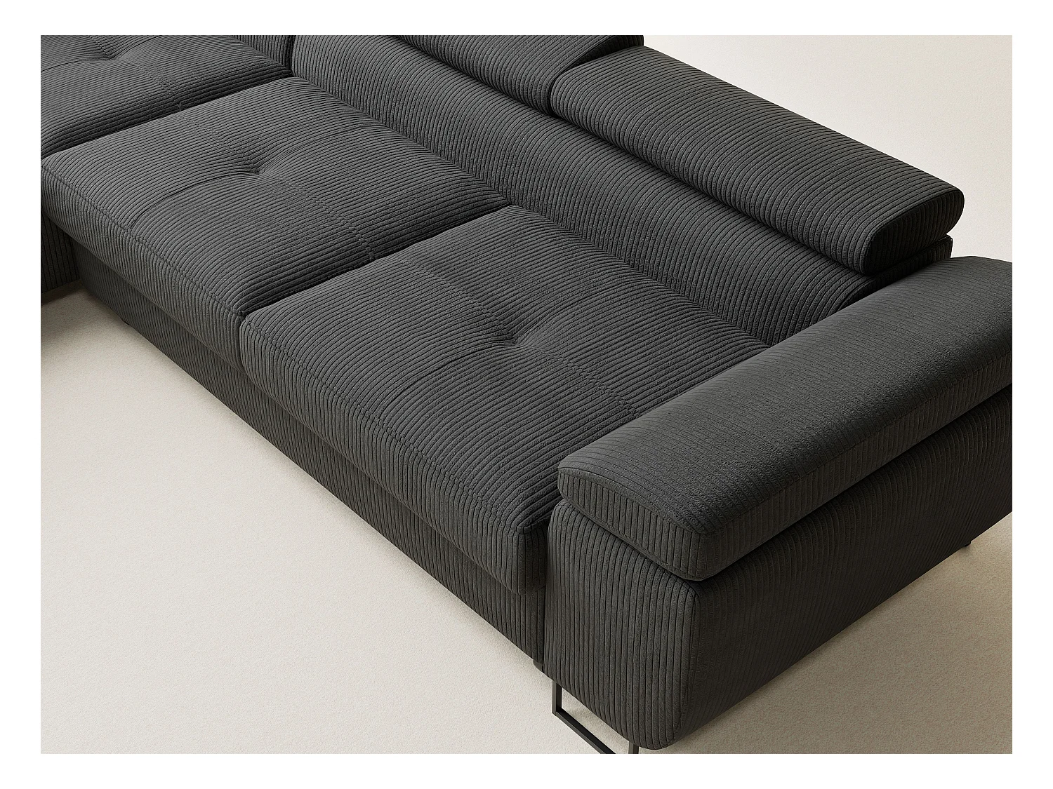 Canapé d'angle convertible Concord im tissu de velours - 5 places - anthracite