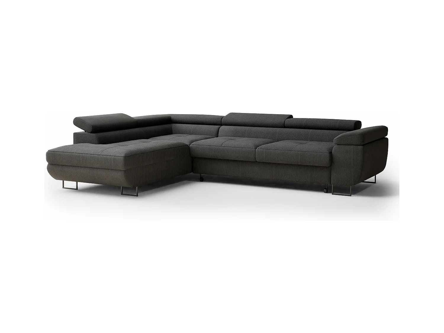 Canapé d'angle convertible Concord im tissu de velours - 5 places - anthracite
