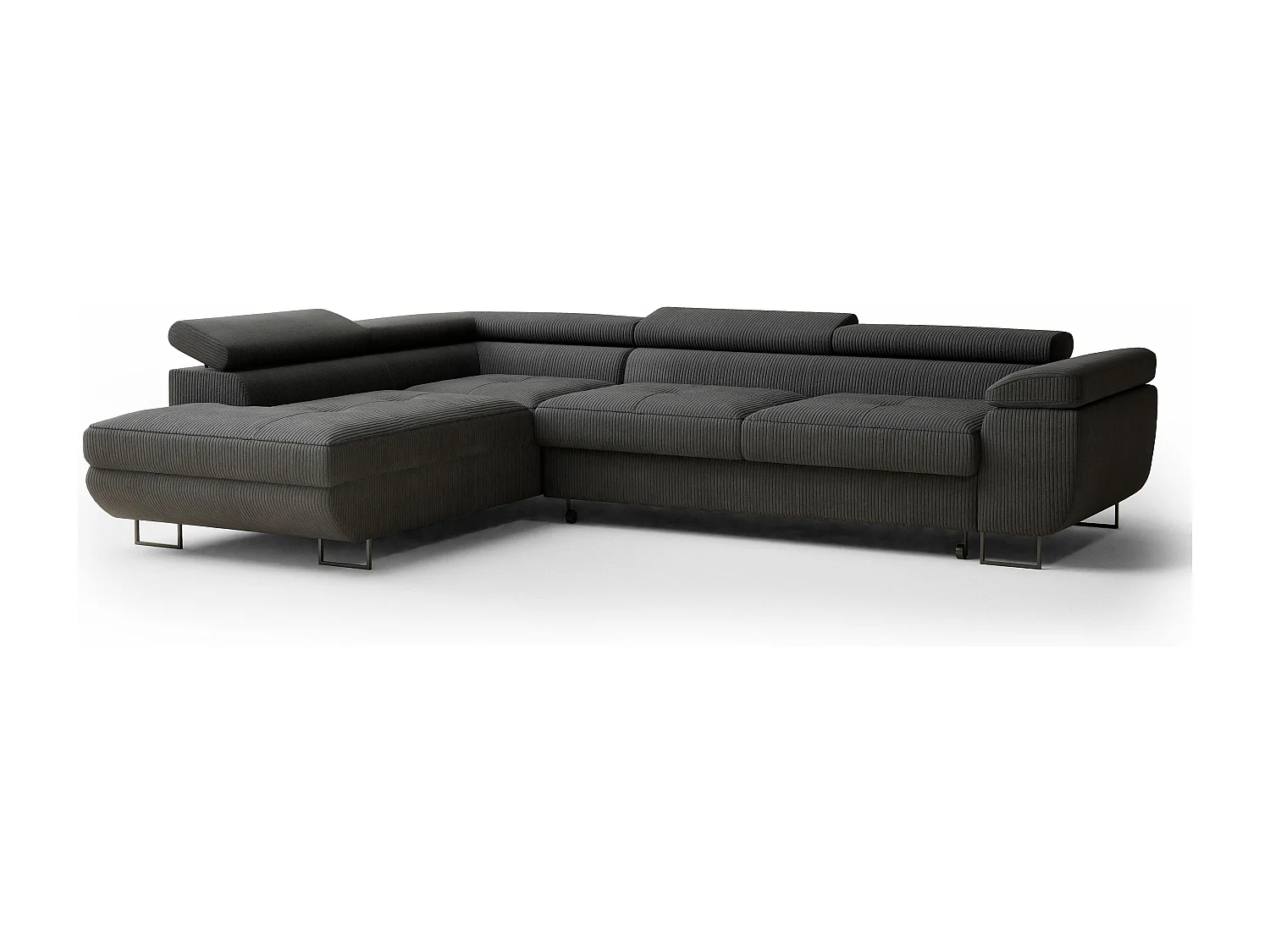 Canapé d'angle convertible Concord im tissu de velours - 5 places - anthracite