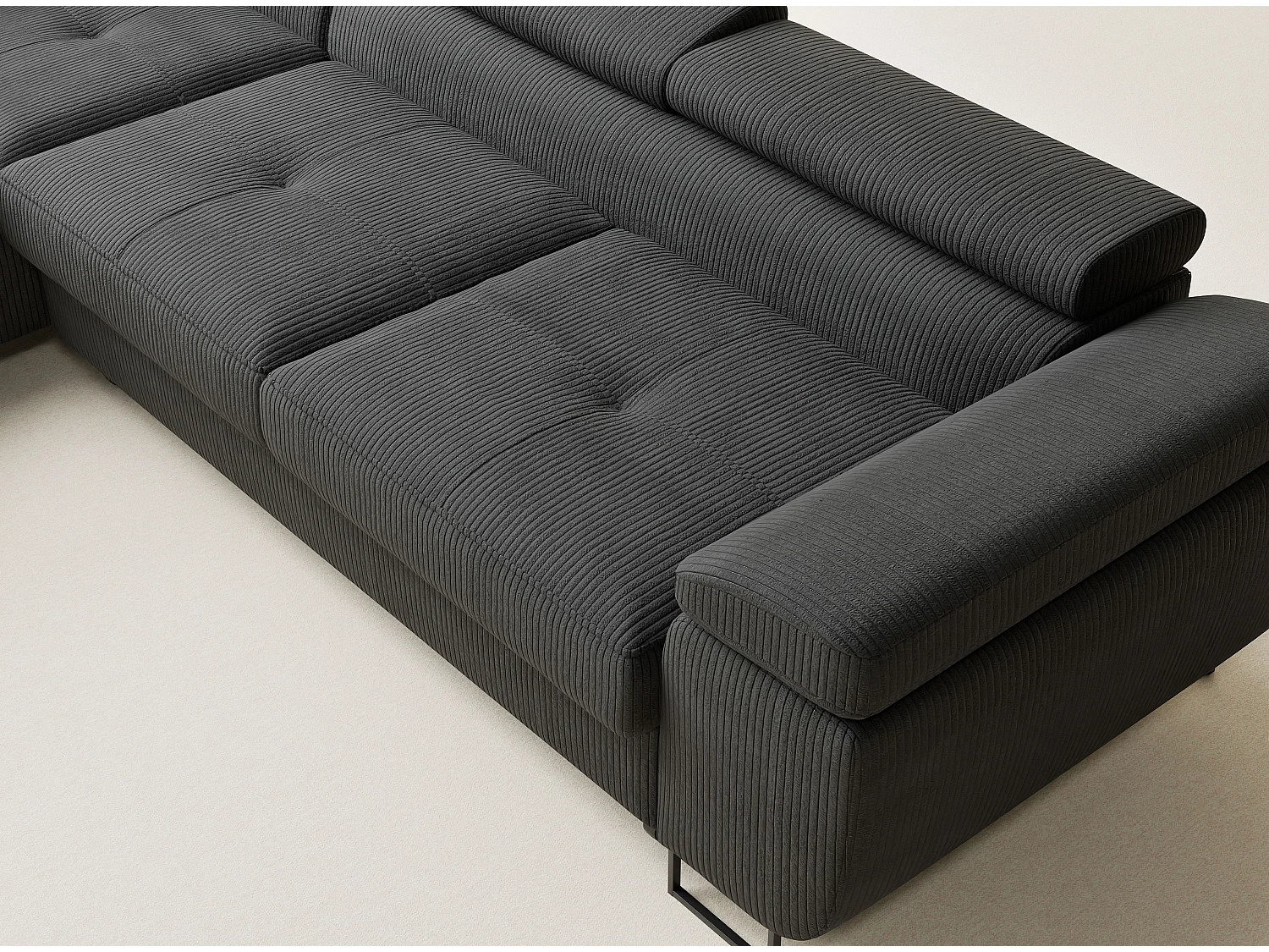 Canapé d'angle convertible Concord im tissu de velours - 5 places - anthracite