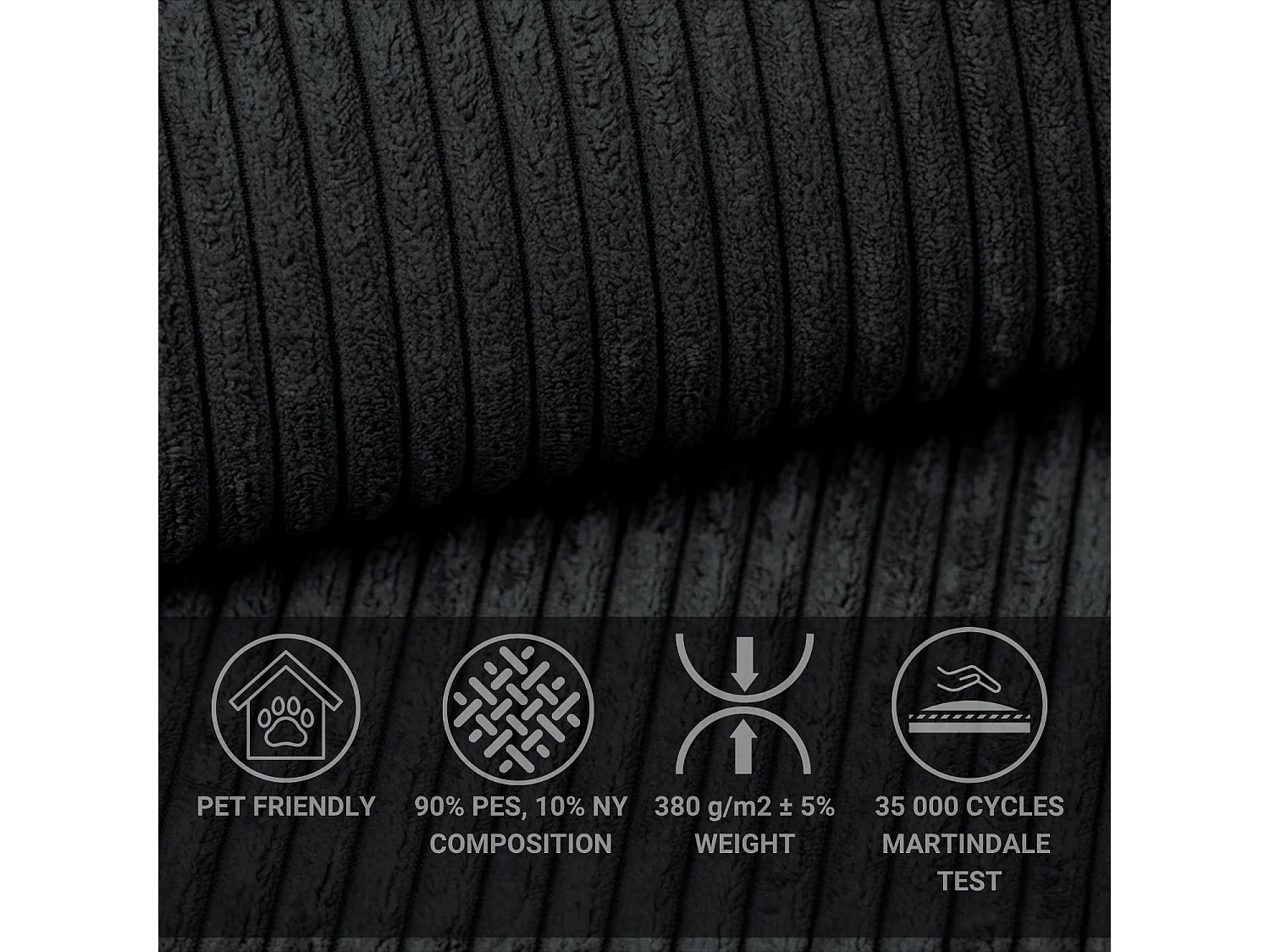 Canapé d'angle convertible Concord im tissu de velours - 5 places - anthracite