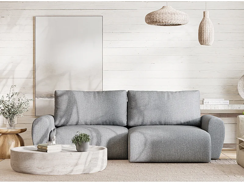 Ecksofa mit Schlaffunktion Numba aus Webstoff - Drei-Personen - grau