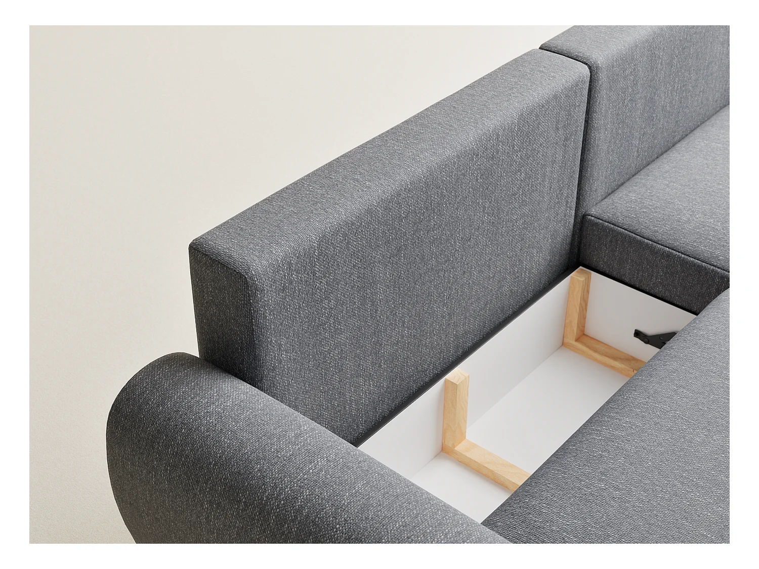 Ecksofa mit Schlaffunktion Numba aus Webstoff - Drei-Personen - grau