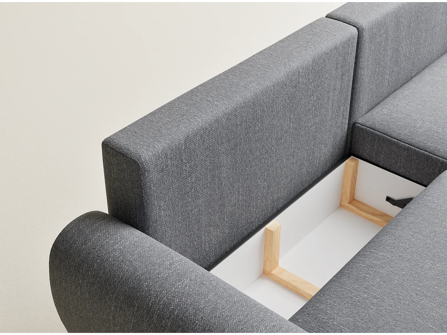 Ecksofa mit Schlaffunktion Numba aus Webstoff - Drei-Personen - grau