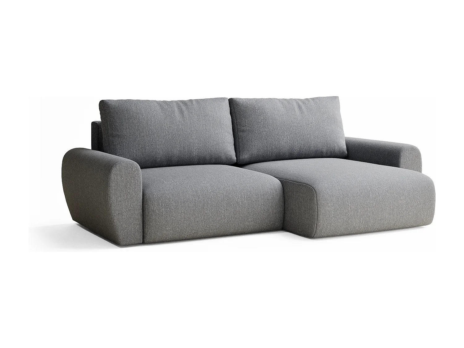 Canapé d'angle convertible Numba im tissu tresse - 3 places - gris