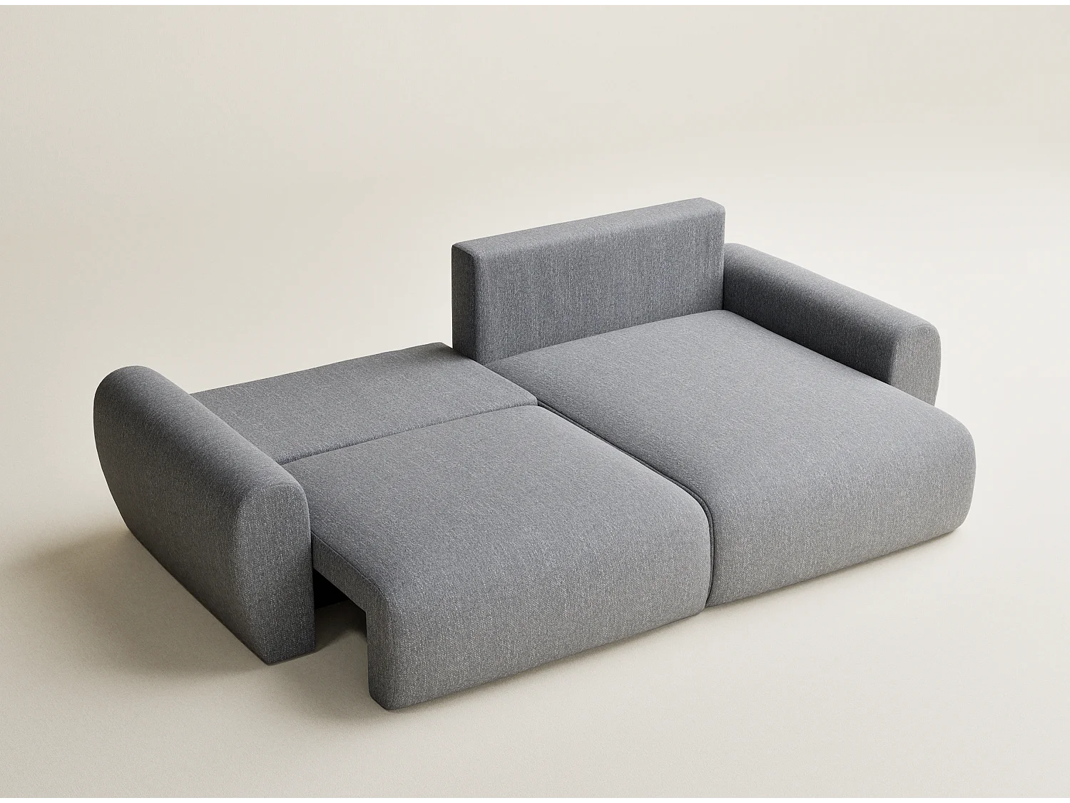 Canapé d'angle convertible Numba im tissu tresse - 3 places - gris