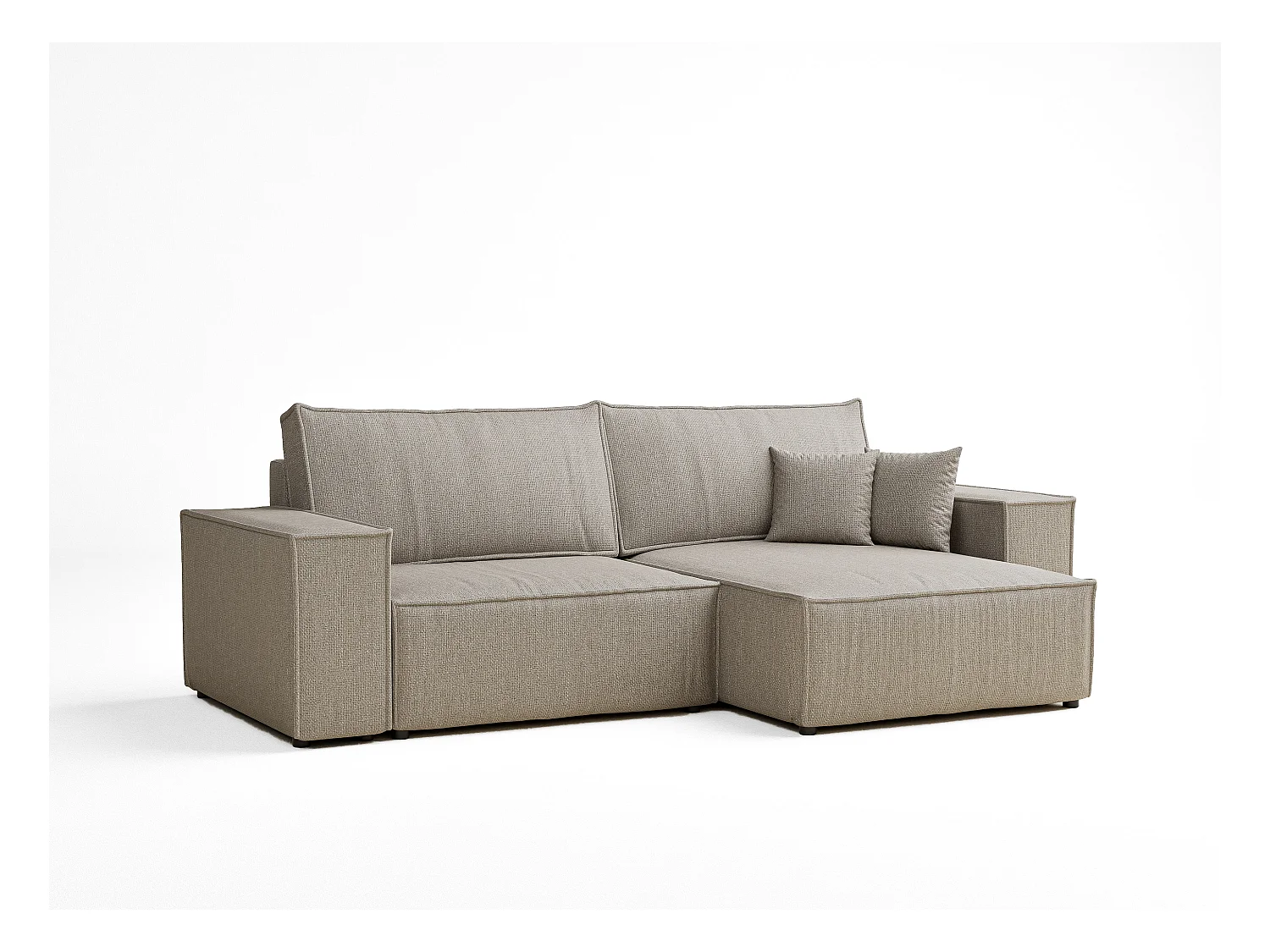 Canapé d'angle convertible Zaya im tissu tresse - 3 places - beige