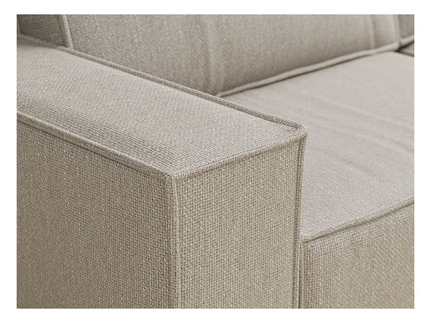 Canapé d'angle convertible Zaya im tissu tresse - 3 places - beige