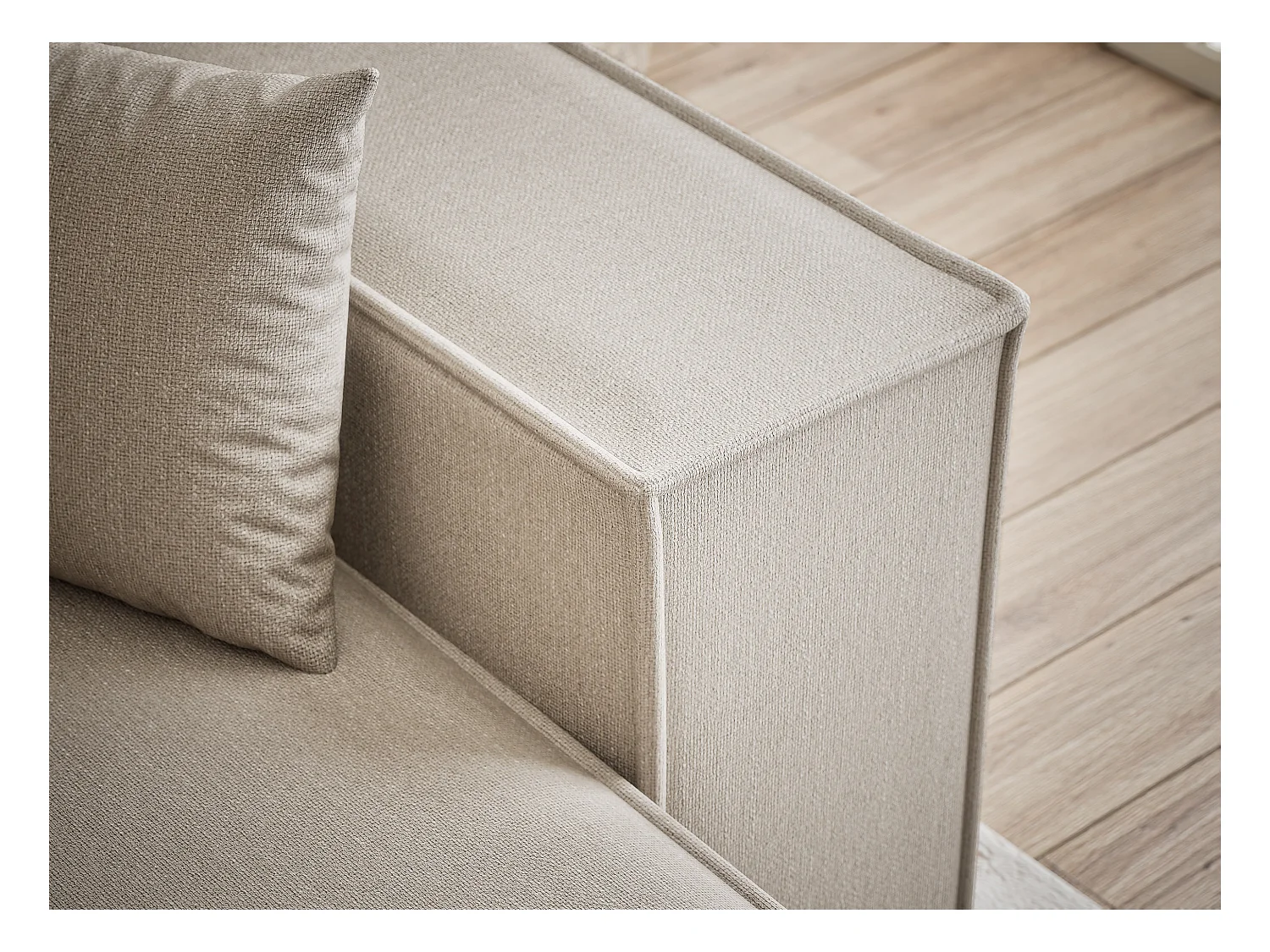 Canapé d'angle convertible Zaya im tissu tresse - 3 places - beige