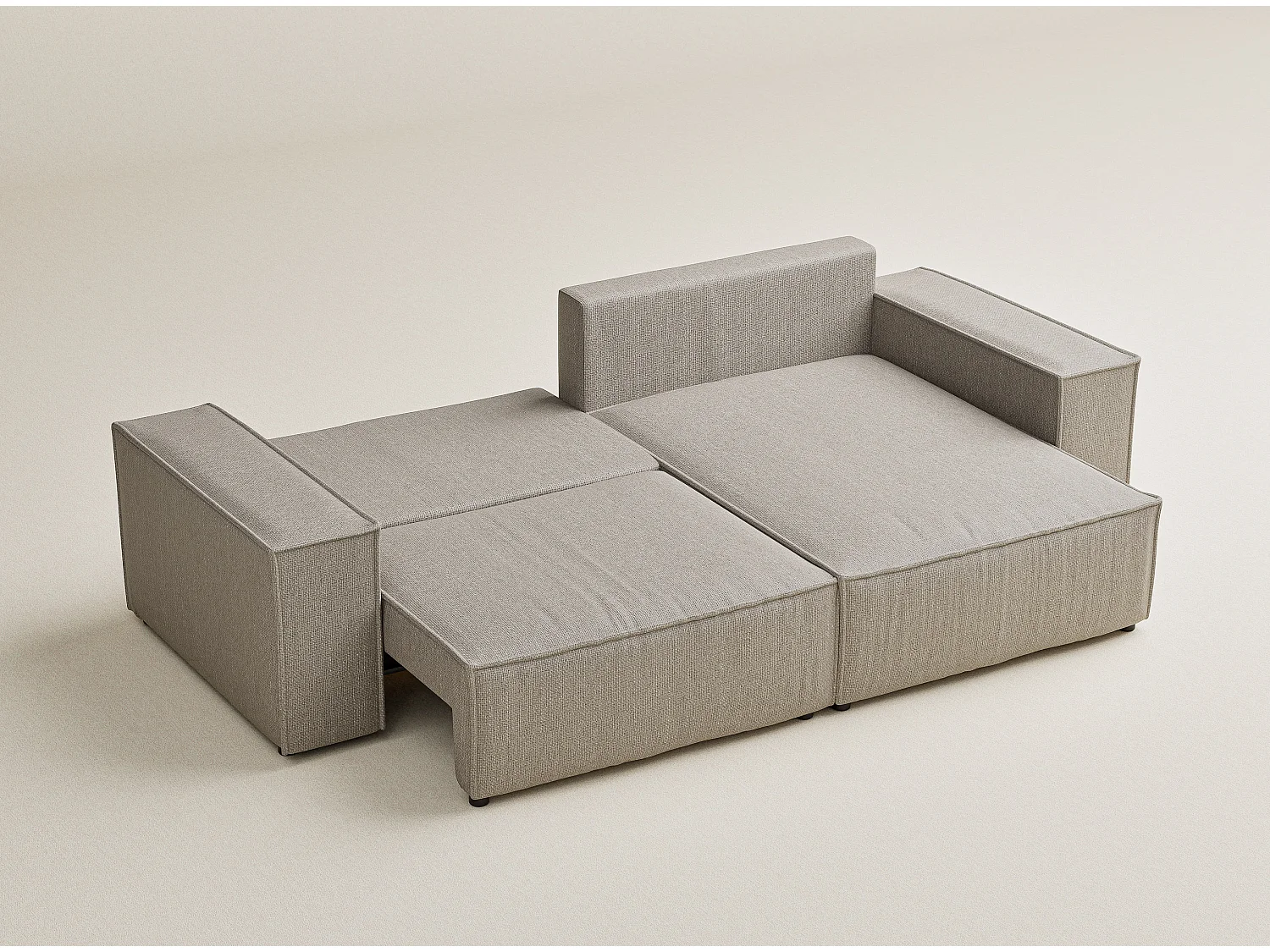 Ecksofa mit Schlaffunktion Zaya aus Webstoff - Drei-Personen - beige