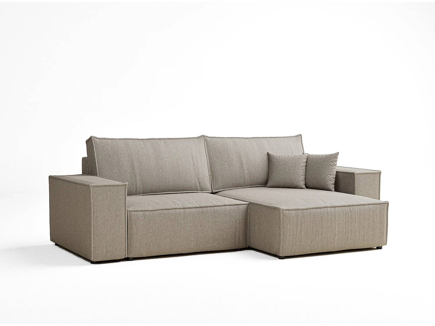 Ecksofa mit Schlaffunktion Zaya aus Webstoff - Drei-Personen - beige