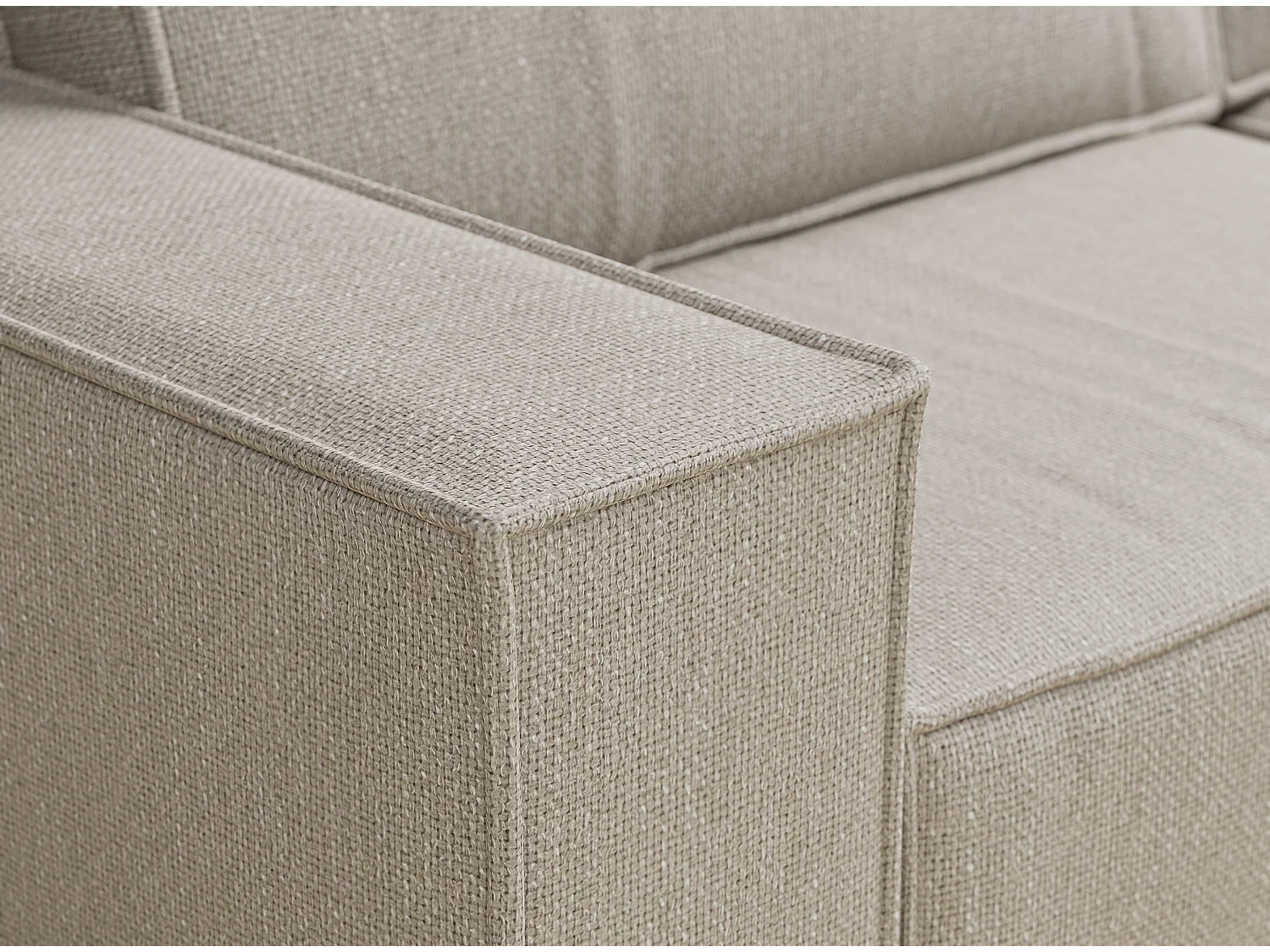 Ecksofa mit Schlaffunktion Zaya aus Webstoff - Drei-Personen - beige