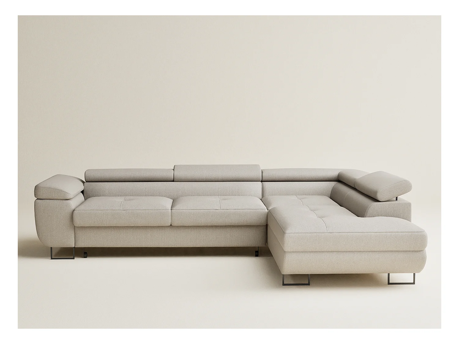 Canapé d'angle convertible Concord im tissu tresse - 5 places - beige