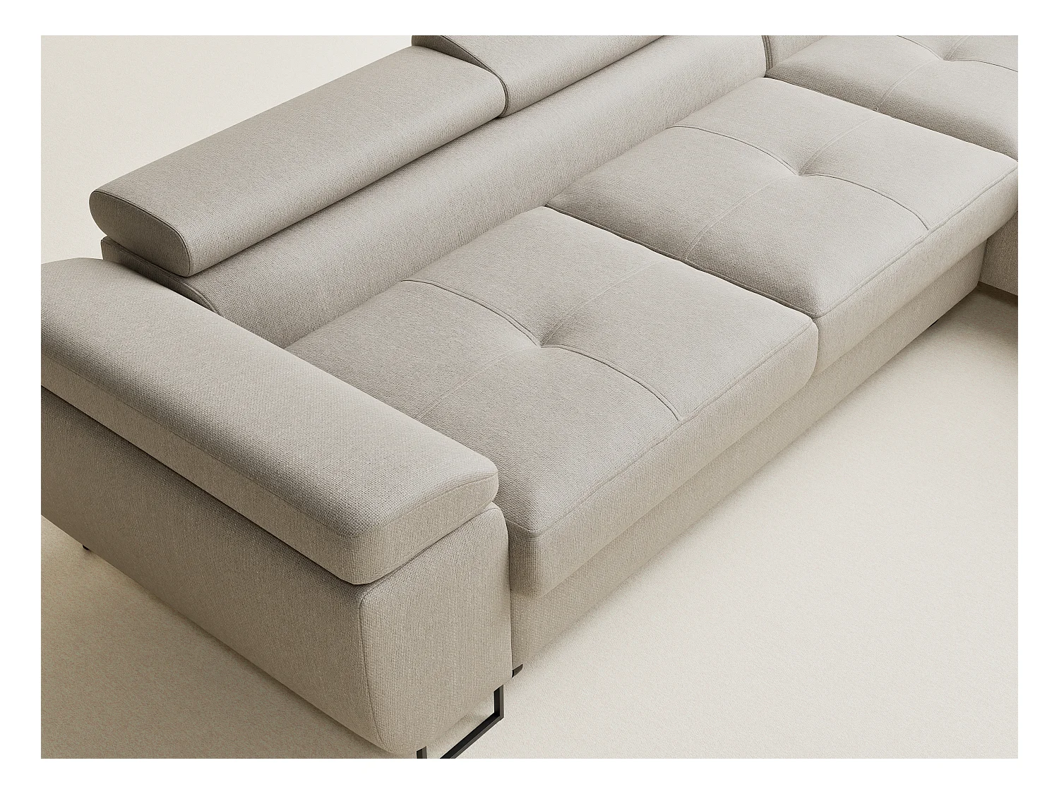 Canapé d'angle convertible Concord im tissu tresse - 5 places - beige