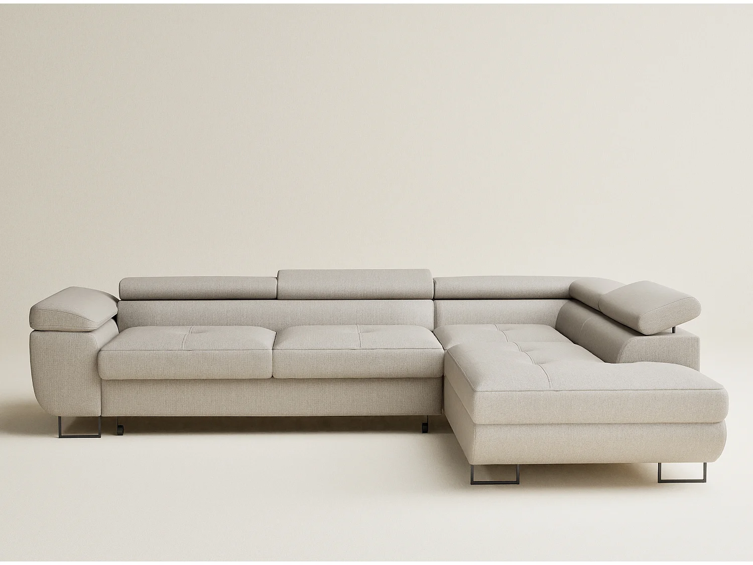 Canapé d'angle convertible Concord im tissu tresse - 5 places - beige