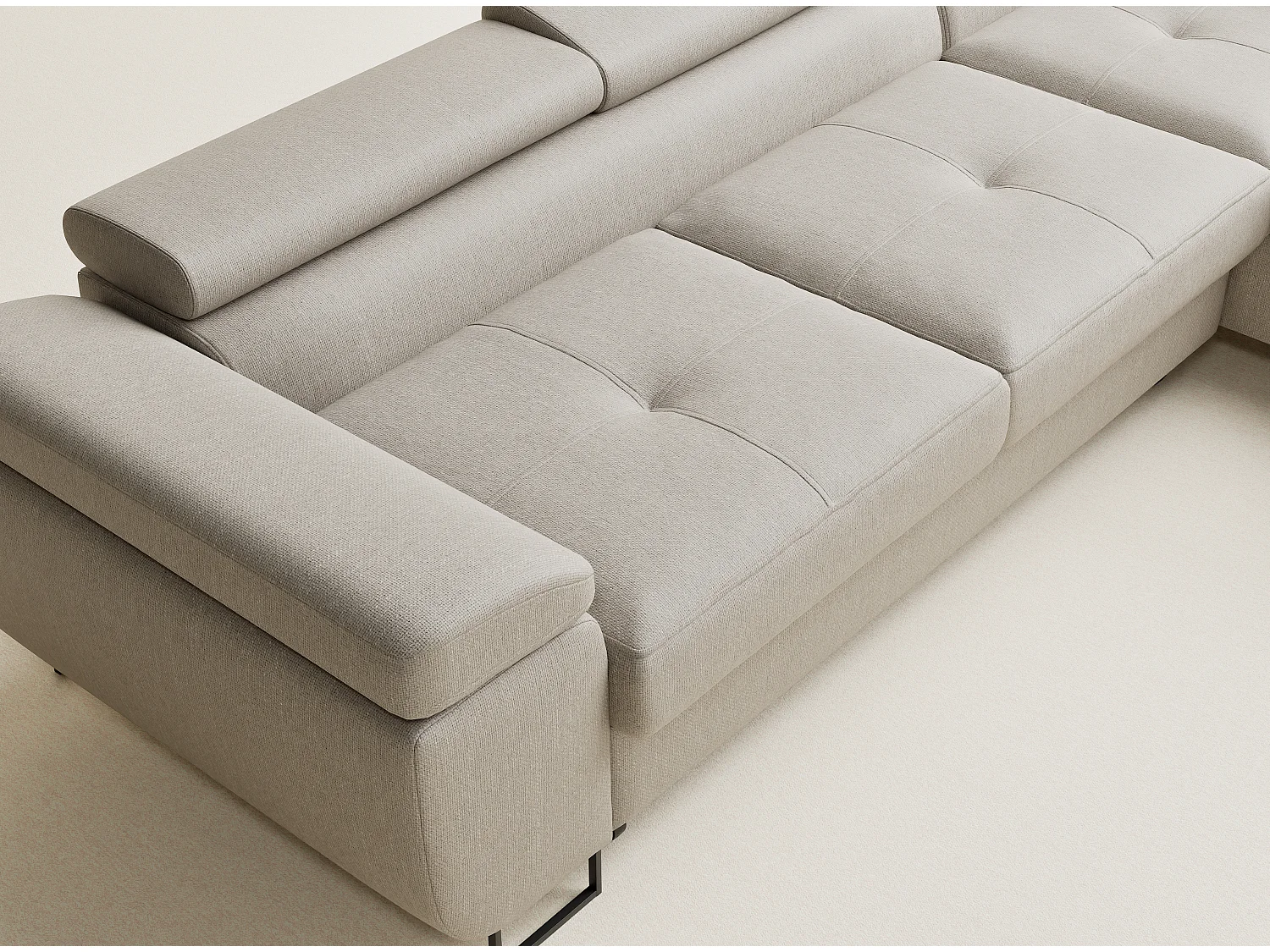 Canapé d'angle convertible Concord im tissu tresse - 5 places - beige