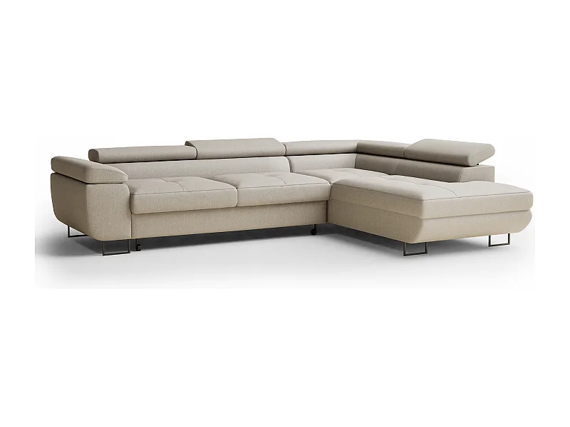 Hoekbank met slaapfunctie Concord in geweven stof - Vierpersoons - beige