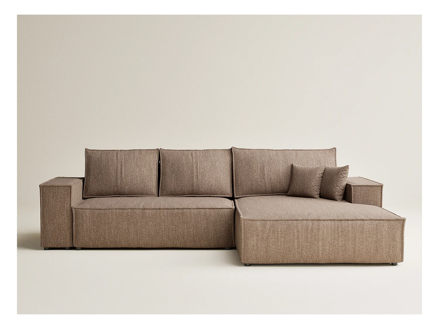 Canapé d'angle convertible Maze im tissu tresse - 5 places - brun