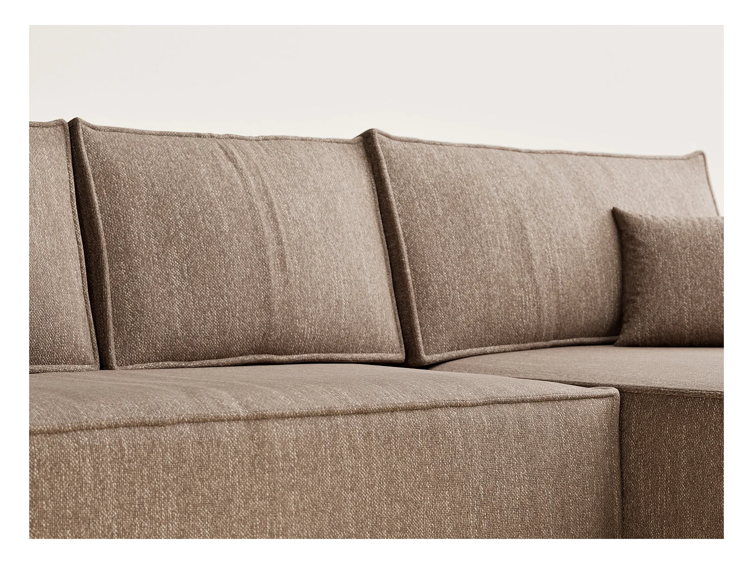 Canapé d'angle convertible Maze im tissu tresse - 5 places - brun