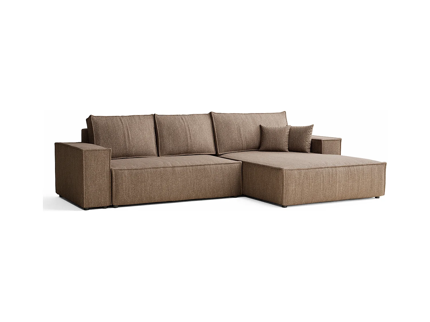 Ecksofa mit Schlaffunktion Maze aus Webstoff - Fünf-Personen - braun