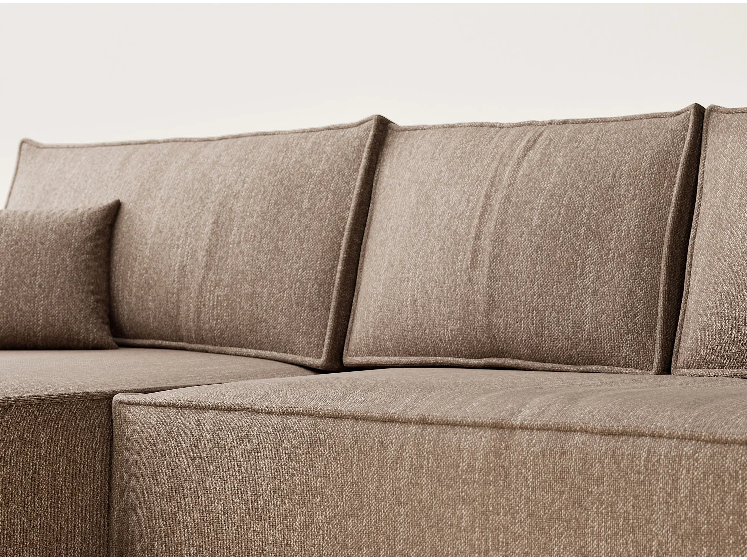 Hoekbank met slaapfunctie Maze in geweven stof - Vijfpersoons - bruin