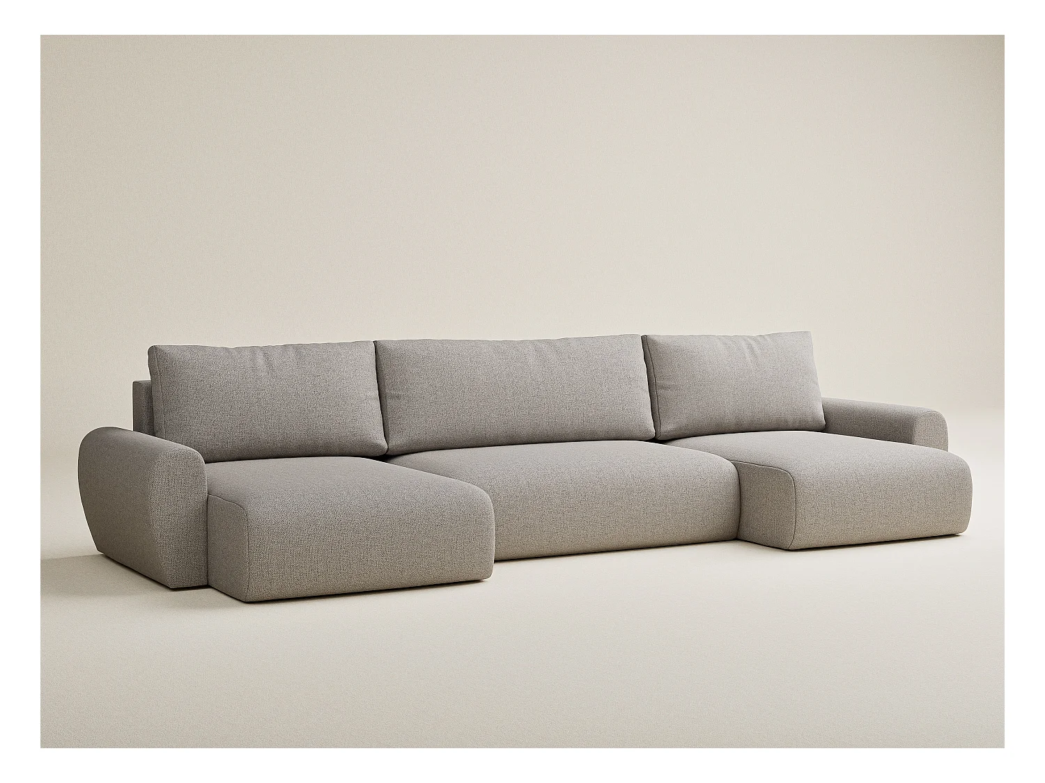 Canapé panoramique convertible Numba im tissu tresse - 6 places - beige