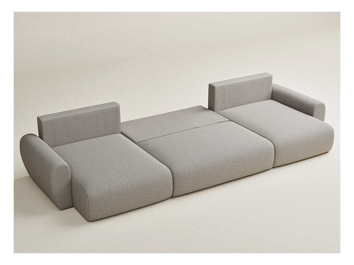 Canapé panoramique convertible Numba im tissu tresse - 6 places - beige