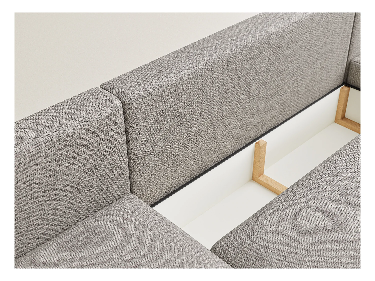 Canapé panoramique convertible Numba im tissu tresse - 6 places - beige