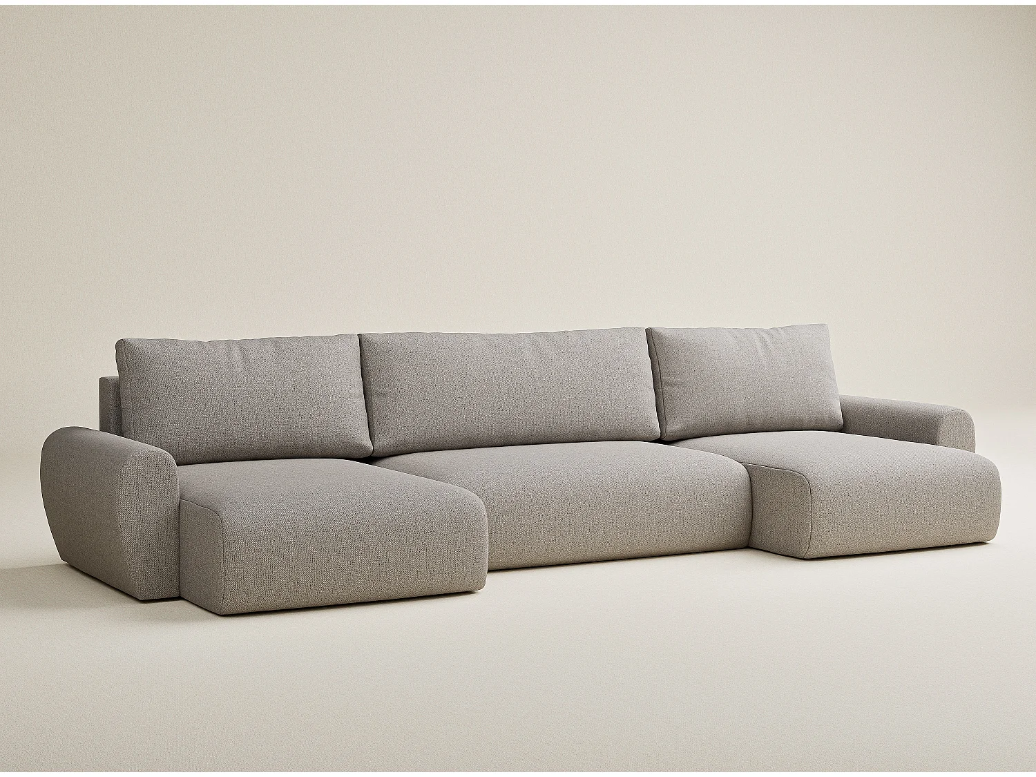 Canapé panoramique convertible Numba im tissu tresse - 6 places - beige