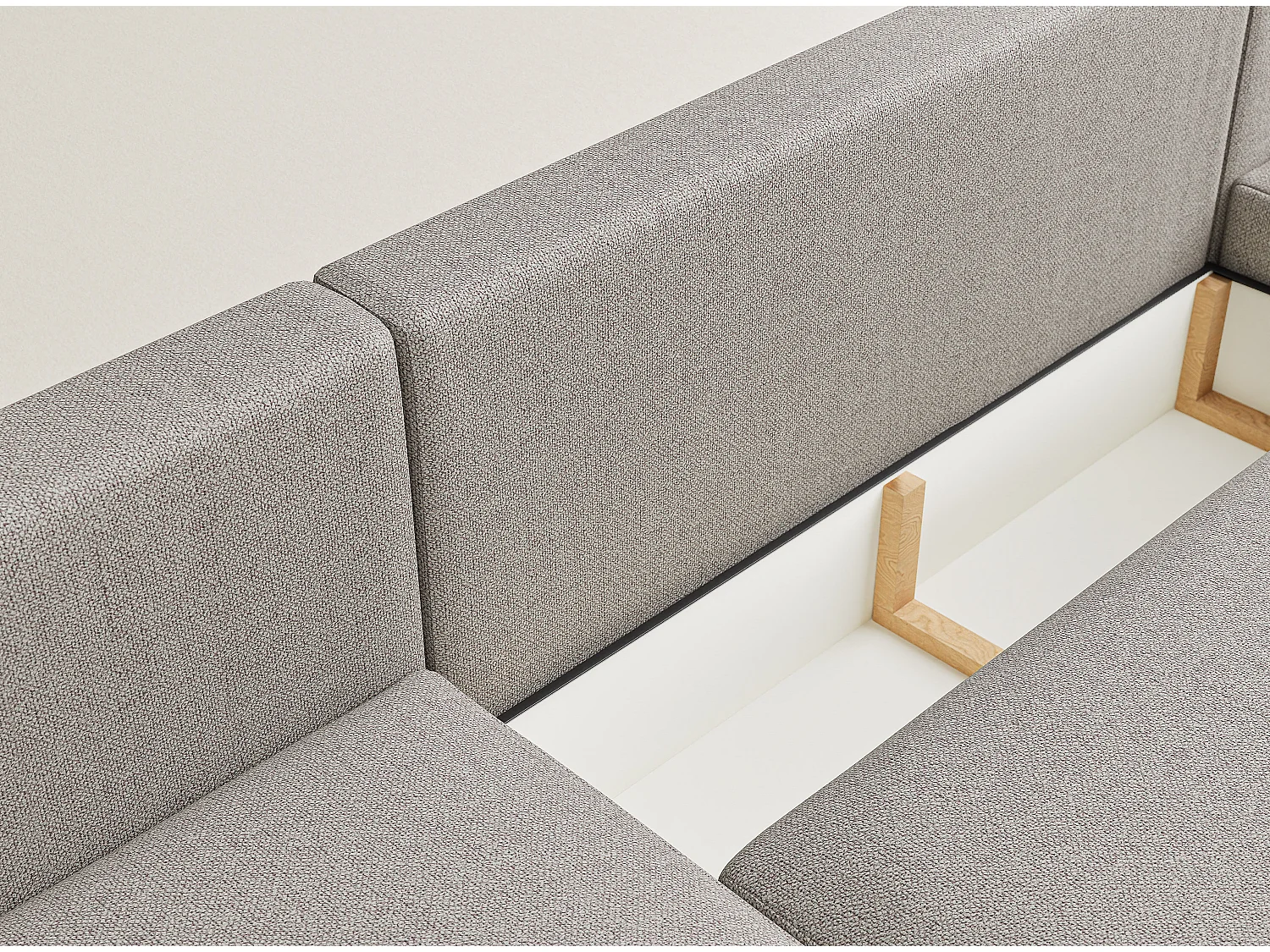 Canapé panoramique convertible Numba im tissu tresse - 6 places - beige