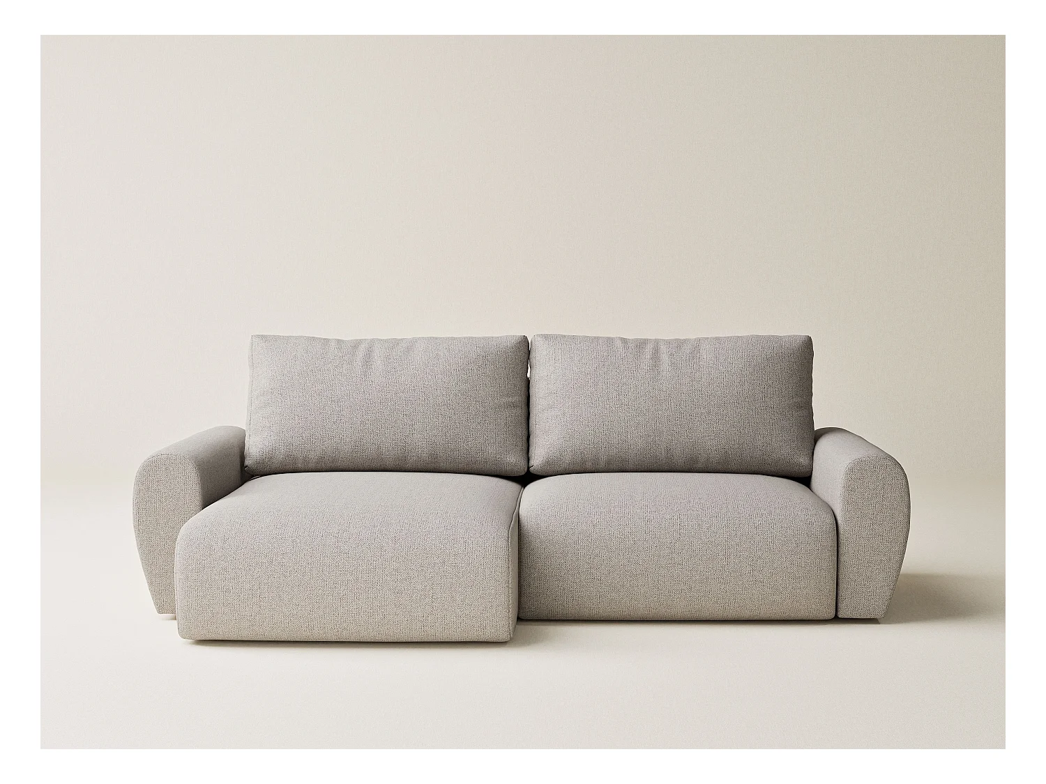 Ecksofa mit Schlaffunktion Numba aus Webstoff - Drei-Personen - beige