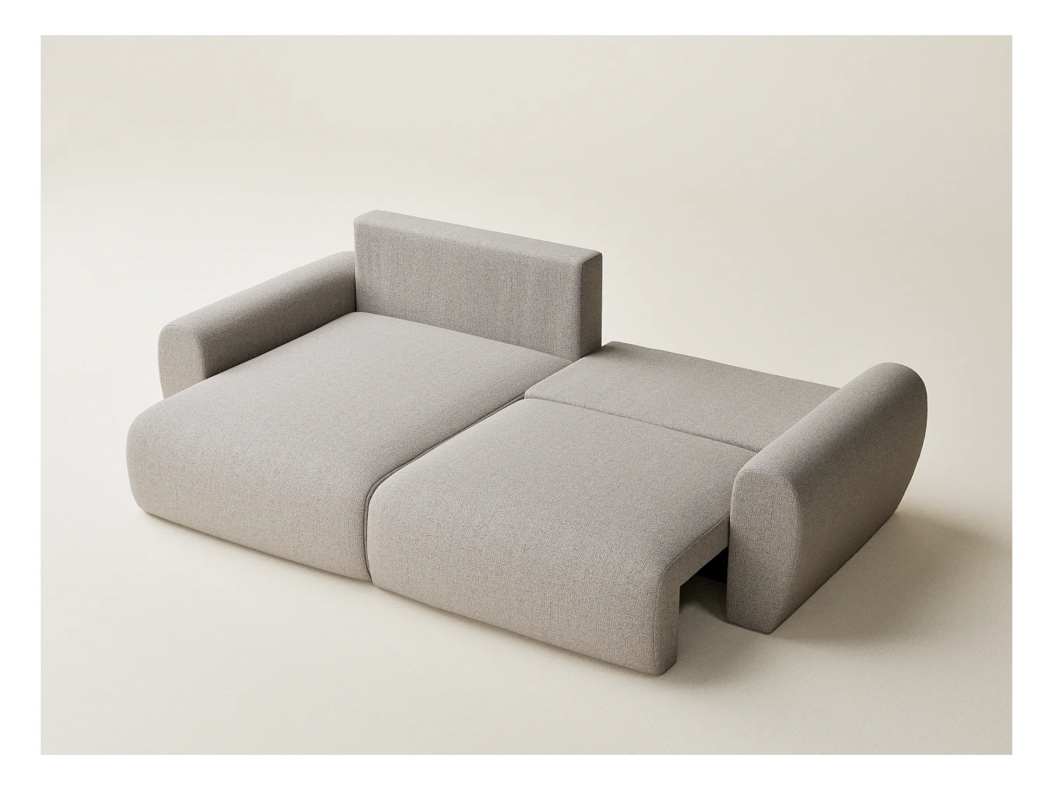 Ecksofa mit Schlaffunktion Numba aus Webstoff - Drei-Personen - beige