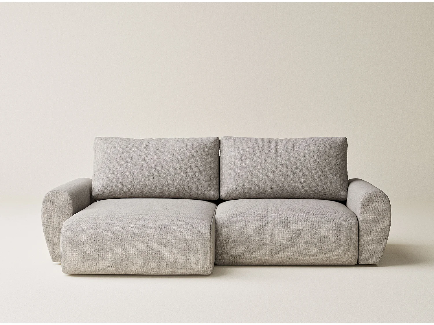 Ecksofa mit Schlaffunktion Numba aus Webstoff - Drei-Personen - beige