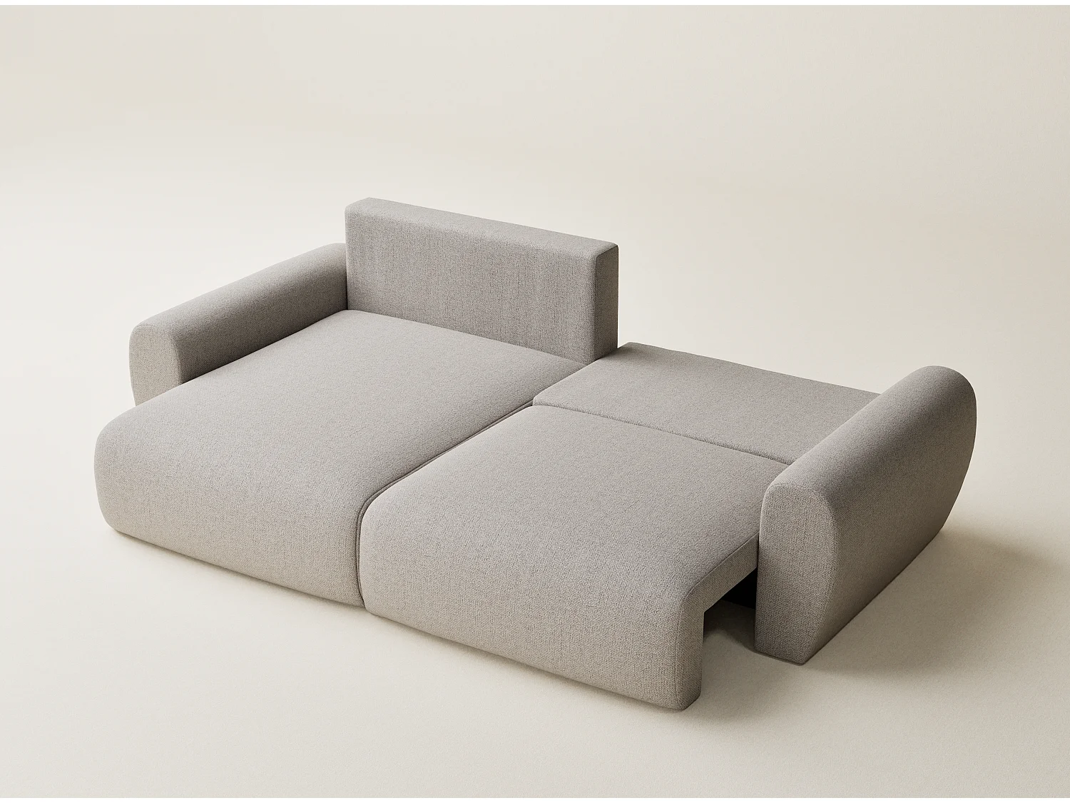 Ecksofa mit Schlaffunktion Numba aus Webstoff - Drei-Personen - beige