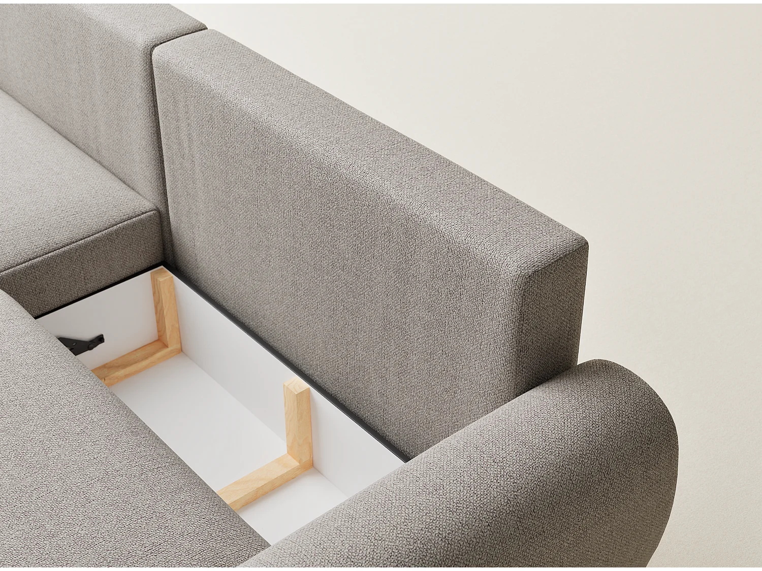 Ecksofa mit Schlaffunktion Numba aus Webstoff - Drei-Personen - beige