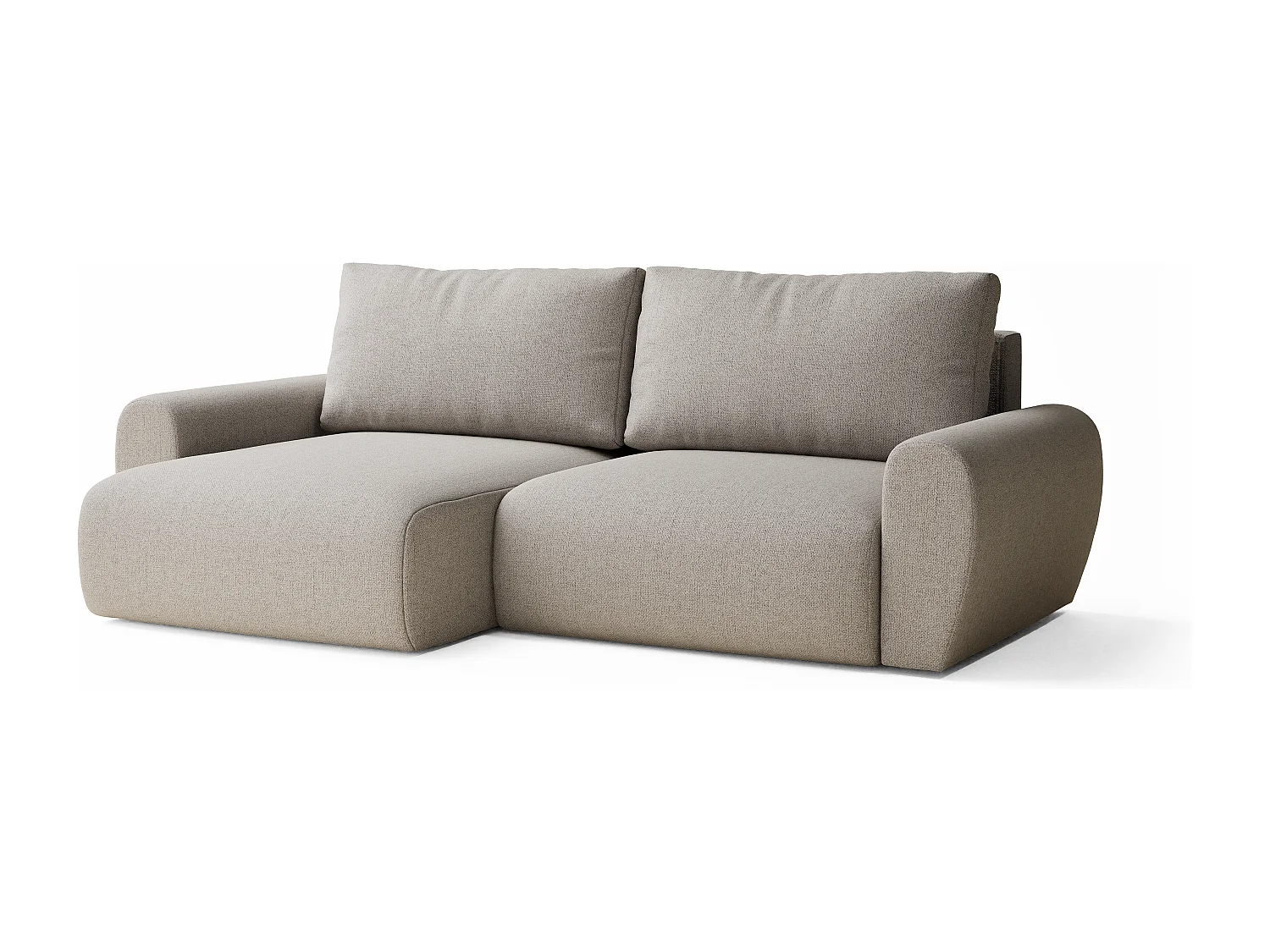 Canapé d'angle convertible Numba im tissu tresse - 3 places - beige