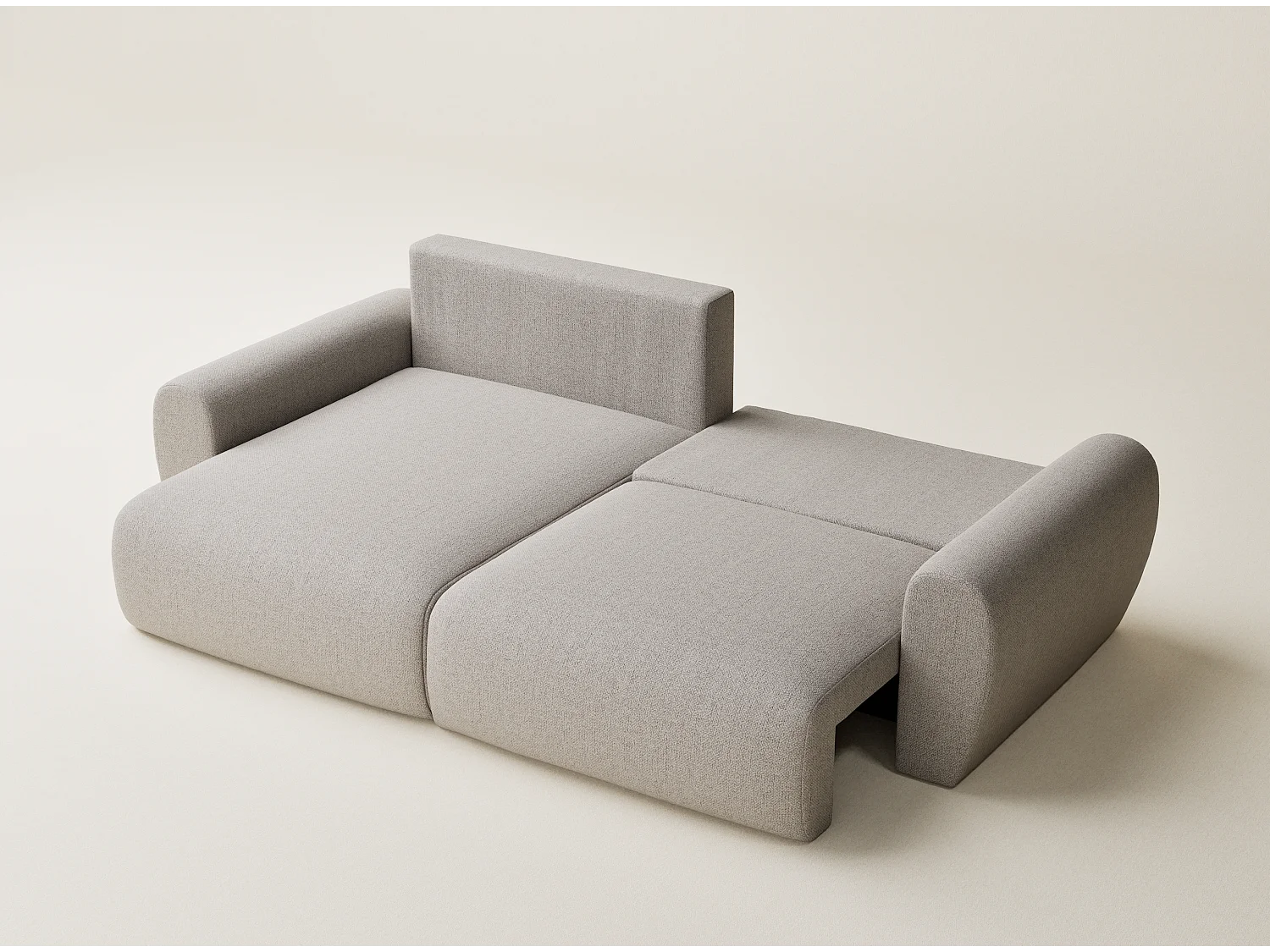 Canapé d'angle convertible Numba im tissu tresse - 3 places - beige